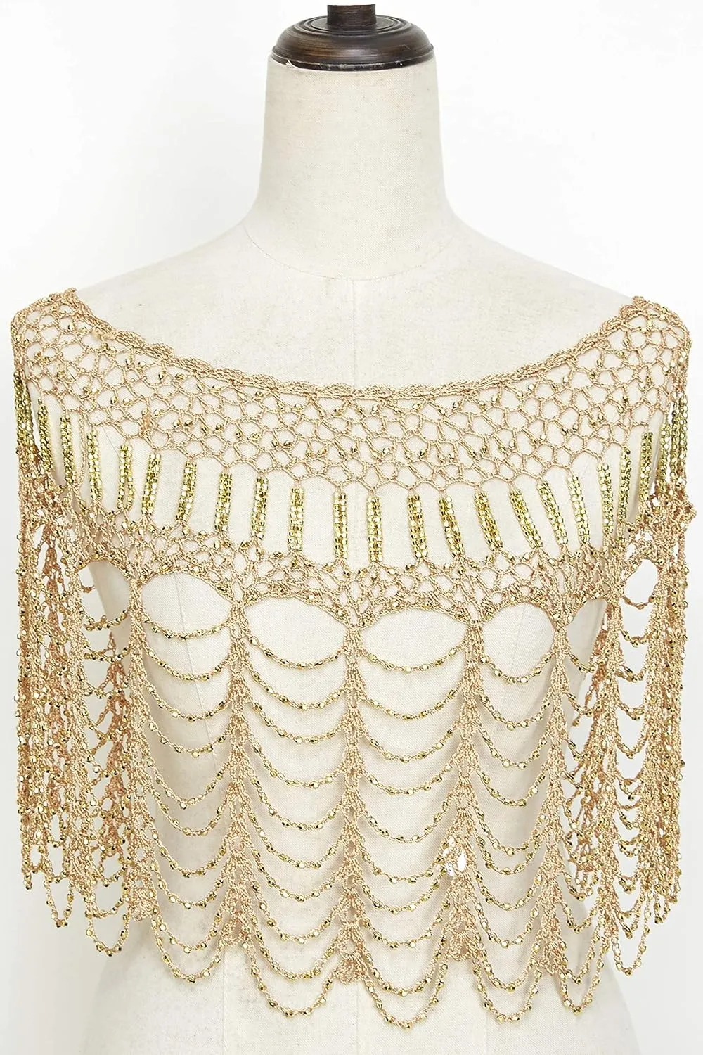 BABEYOND 1920s Shawl Wraps Gatsby Beaded Evening Cape Bridal Shawl Bolero Flapper Cover Up
