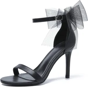 LIURUIJIA Women's Open Toe Stiletto Heels with Bow One Strap Sandals Wedding Party Prom Dress Shoes