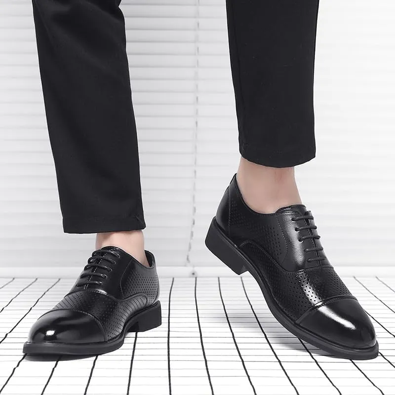 Men's Dress Shoes Casual Business Oxford Shoes for Men Breathable Leather Wingtip Brogue for Men