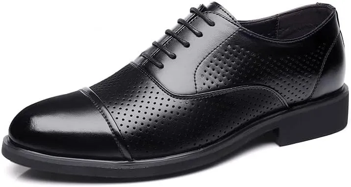 Men's Dress Shoes Casual Business Oxford Shoes for Men Breathable Leather Wingtip Brogue for Men
