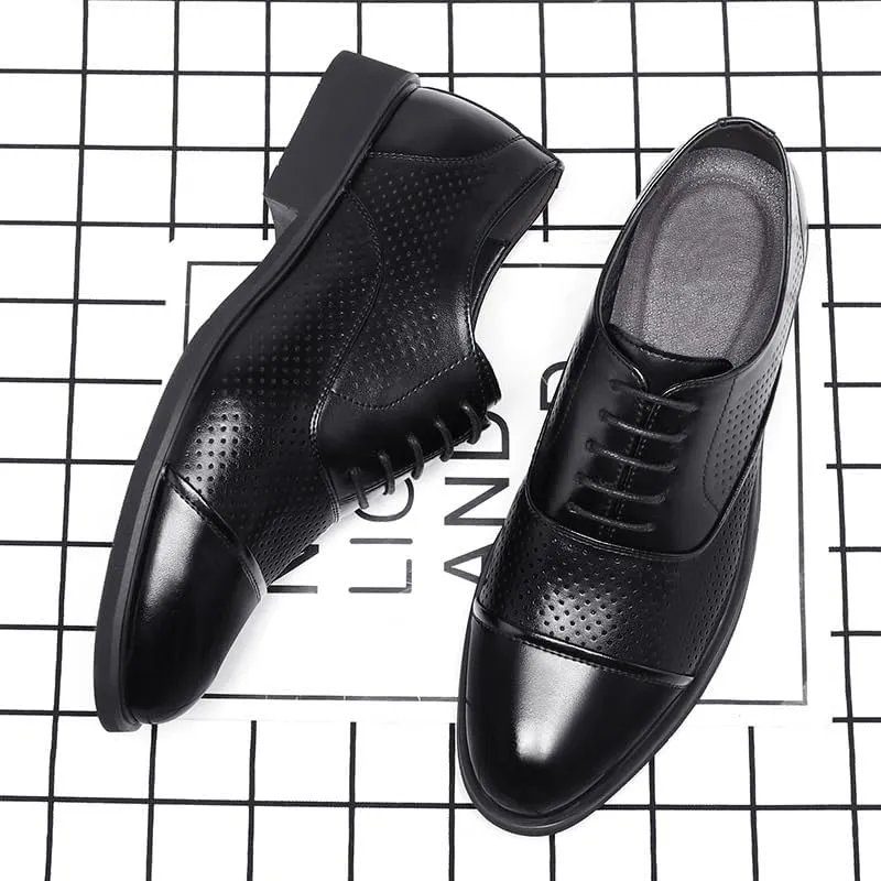 Men's Dress Shoes Casual Business Oxford Shoes for Men Breathable Leather Wingtip Brogue for Men