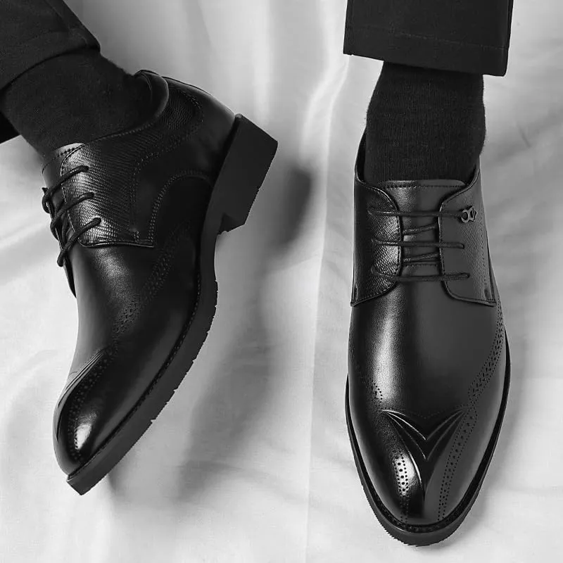 Men's Genuine Leather Low Oxford Shoes Men Business Casual Formal Loafers Slip On Dress Shoes