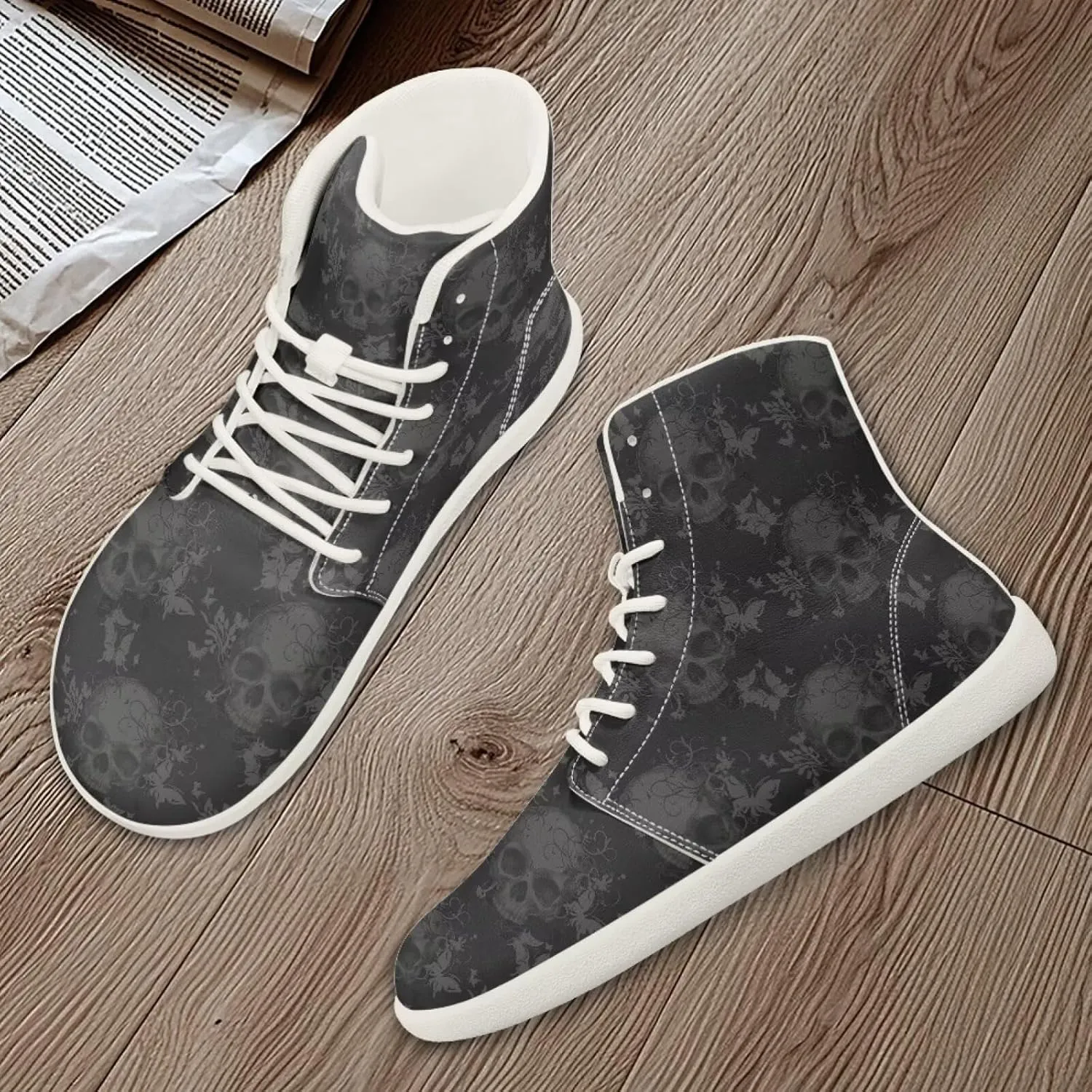 Men's Skull Walking Shoes High Mid Ankle Athletic Running Shoe Tennis Sport Outdoor Strap Sneakers