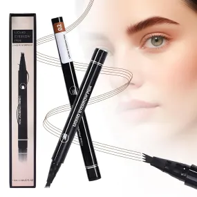 Microblading Eyebrow Pencil, 2025 New Magic Eyebrow Tattoo Pencil 4 Fork Tip, Natural Long-Lasting Smudge-proof Fine Stroke eyebrow microblading Pen for Women (Light Brown)