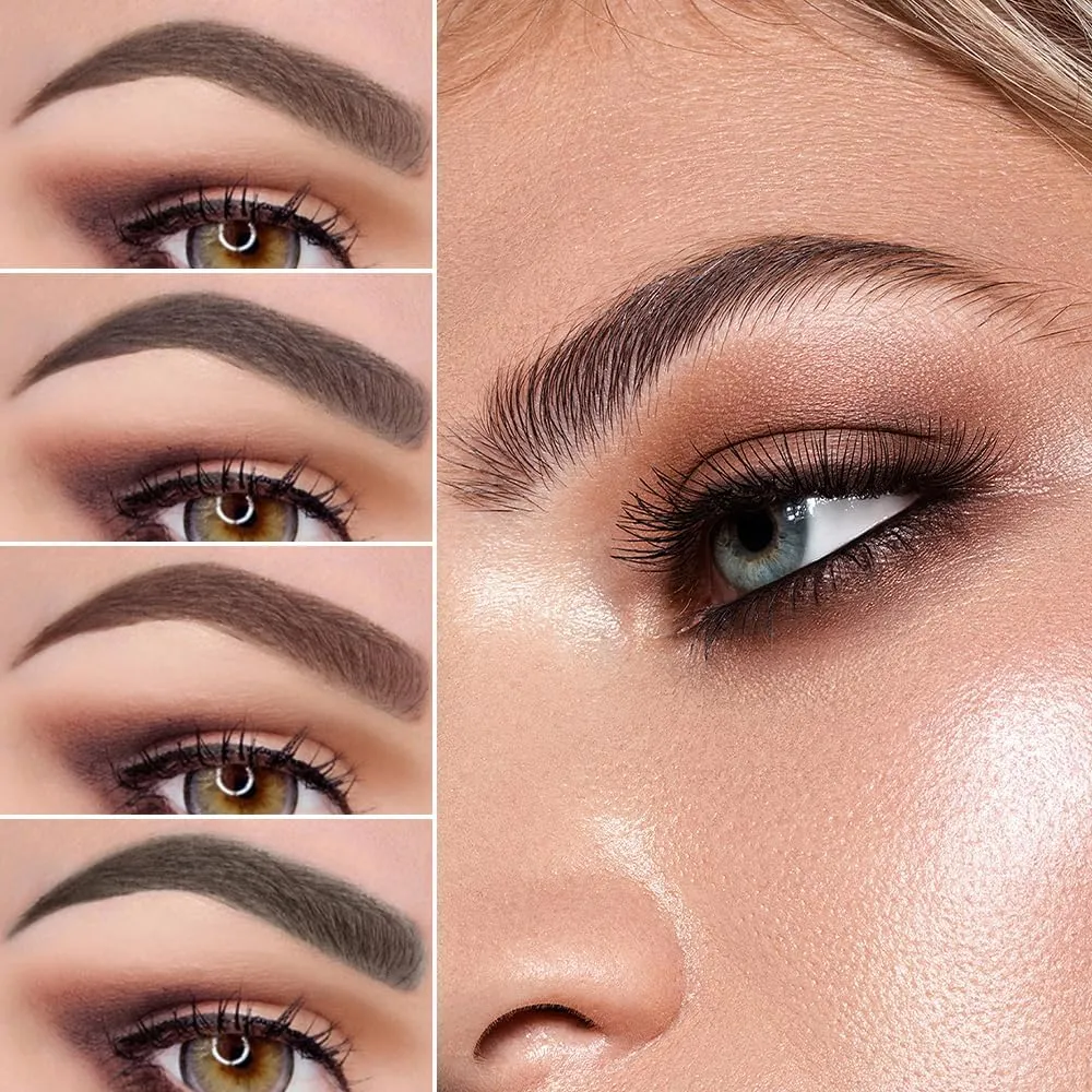 Microblading Eyebrow Pencil, 2025 New Magic Eyebrow Tattoo Pencil 4 Fork Tip, Natural Long-Lasting Smudge-proof Fine Stroke eyebrow microblading Pen for Women (Light Brown)