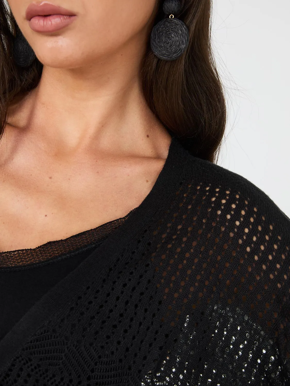 Pointelle Shrug With Front Tie
