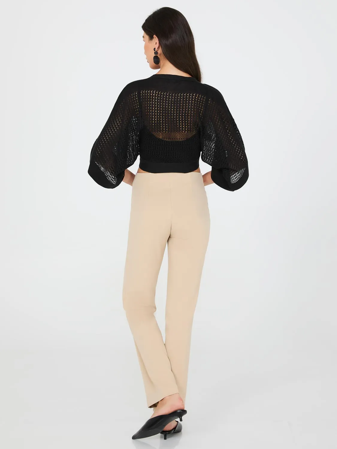 Pointelle Shrug With Front Tie