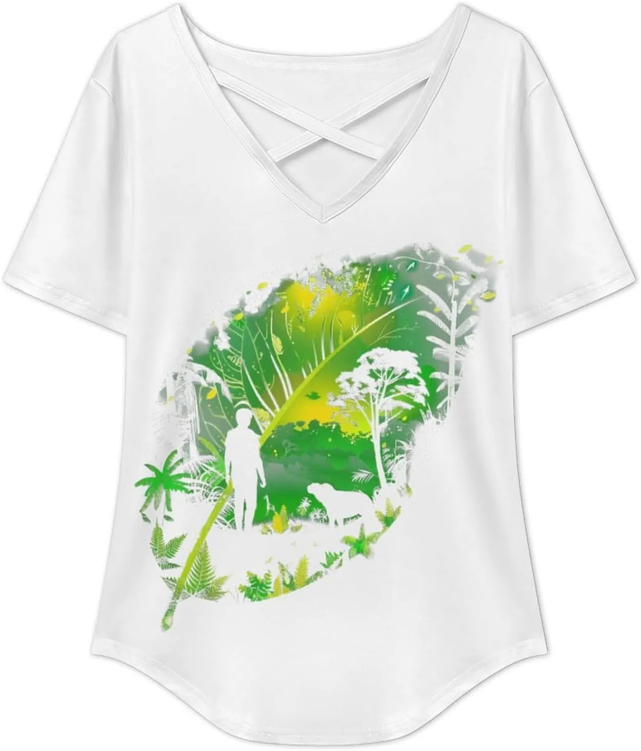 Summer Tops for Women Cute Cartoon Pattern T Shirts V Neck Short Sleeve Pullover Cute Basic Fit