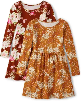 The Children's Place Girls' 2 Pack Long Sleeve Fashion Skater Dress
