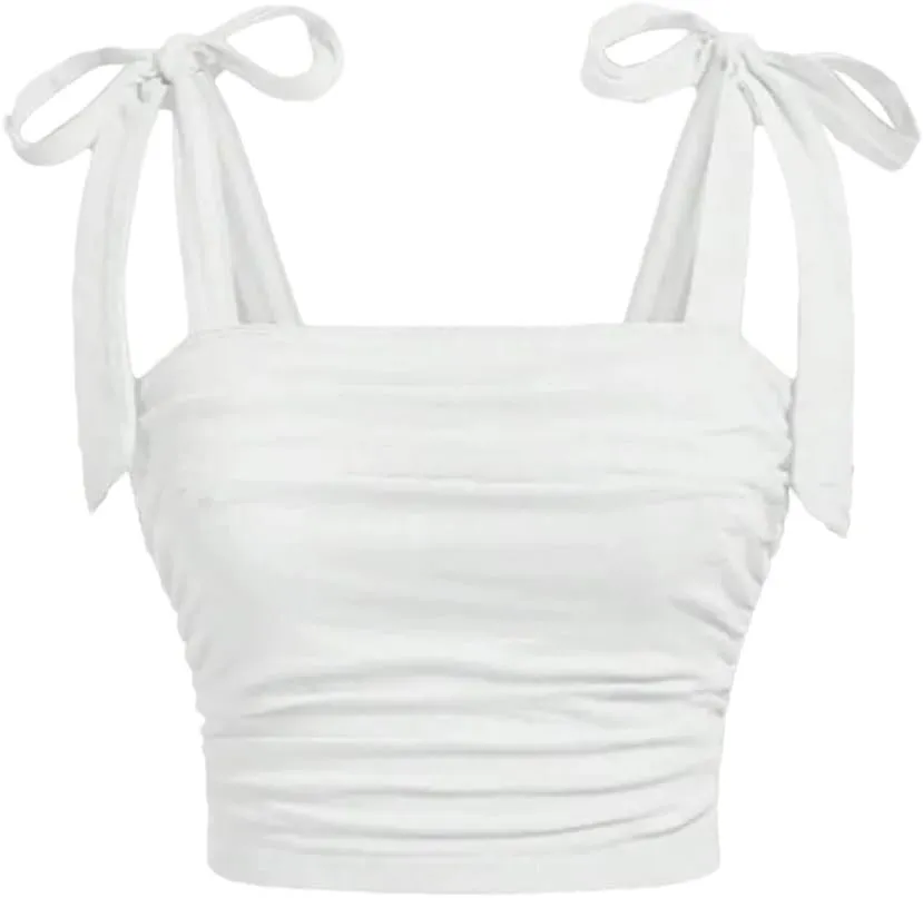 Women's Bow Tie Pleated Waist Open Back Solid Color Vest