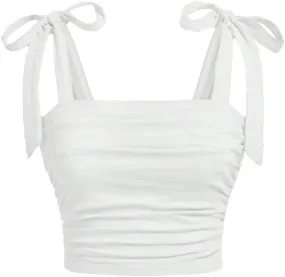 Women's Bow Tie Pleated Waist Open Back Solid Color Vest