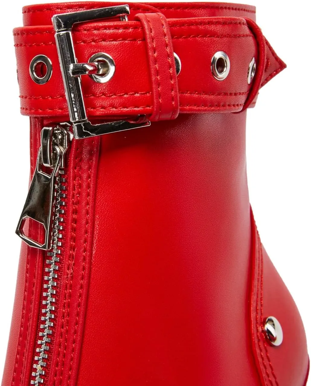 Women's Fashion Metal Pointed Toe Heel Boots Sexy Zip Ankle Stilettos Booties with Strap Buckle Party Dress High Heels for Women