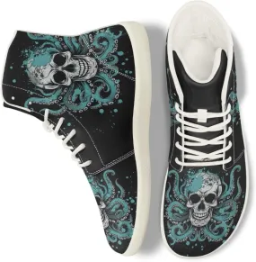 Women's Men's Skull Running Shoes Slip On Work Sneakers Hightop Walking Tennis Athletic Sneaker