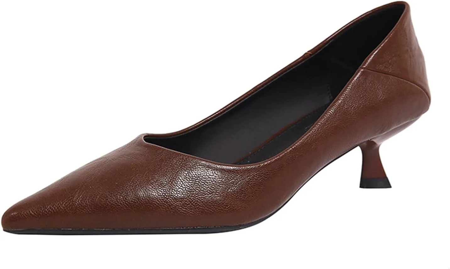 Women's Pointed Toe Kitten Heel Pumps Comfortable Slip On Dress Pump Shoes for Work Business Office Low Heel Pumps