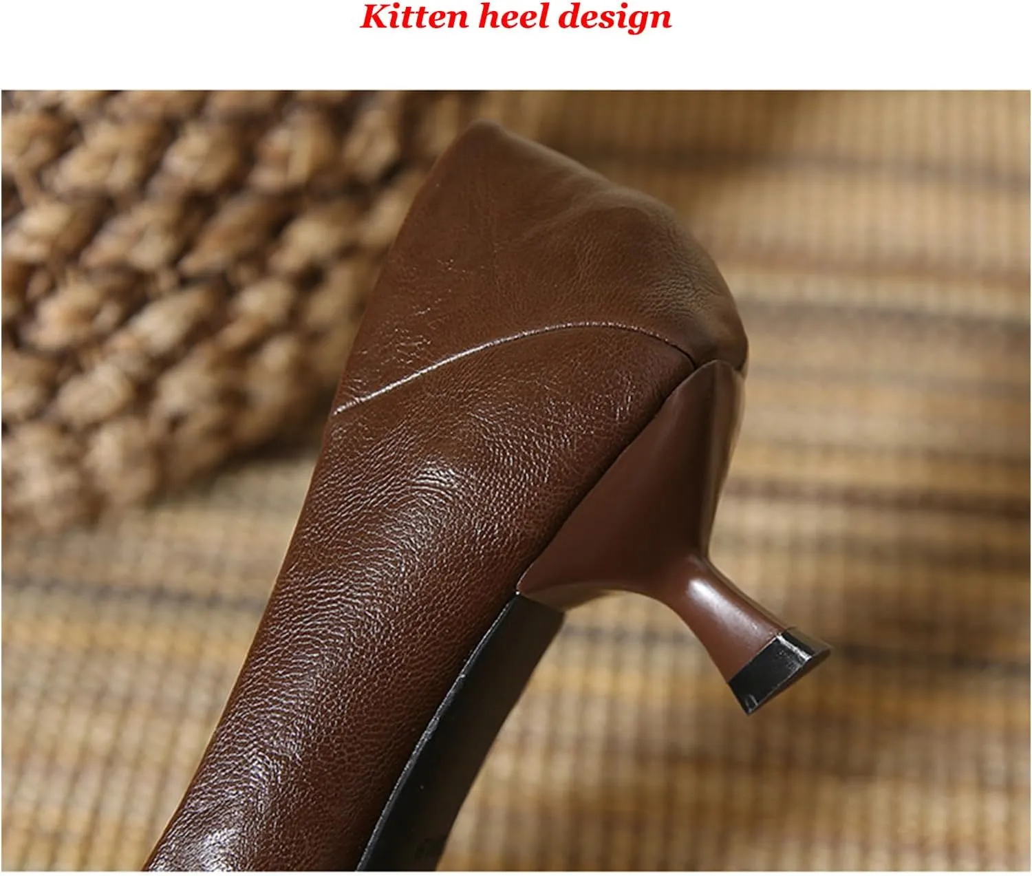 Women's Pointed Toe Kitten Heel Pumps Comfortable Slip On Dress Pump Shoes for Work Business Office Low Heel Pumps