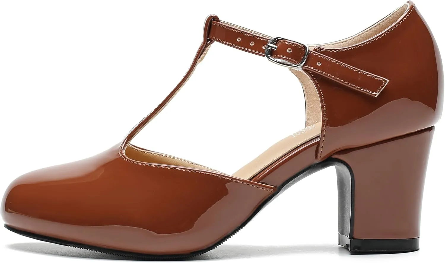 Women's T Strap Mary Jane Shoes Mid Block Chunky Heel Buckle Dress Pumps